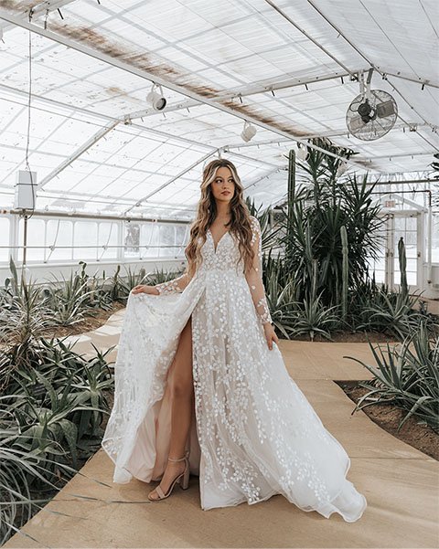boho lace a-line wedding dress - astra by all who wander