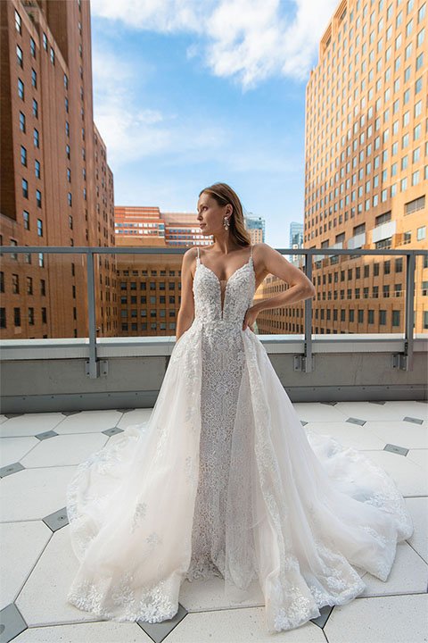 royal inspired wedding dress with overskirt - LE1124 by Martina Liana Luxe