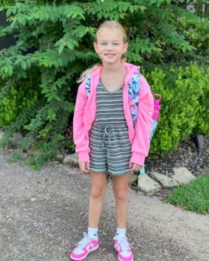 Busby quintuplet first day of school backpack
