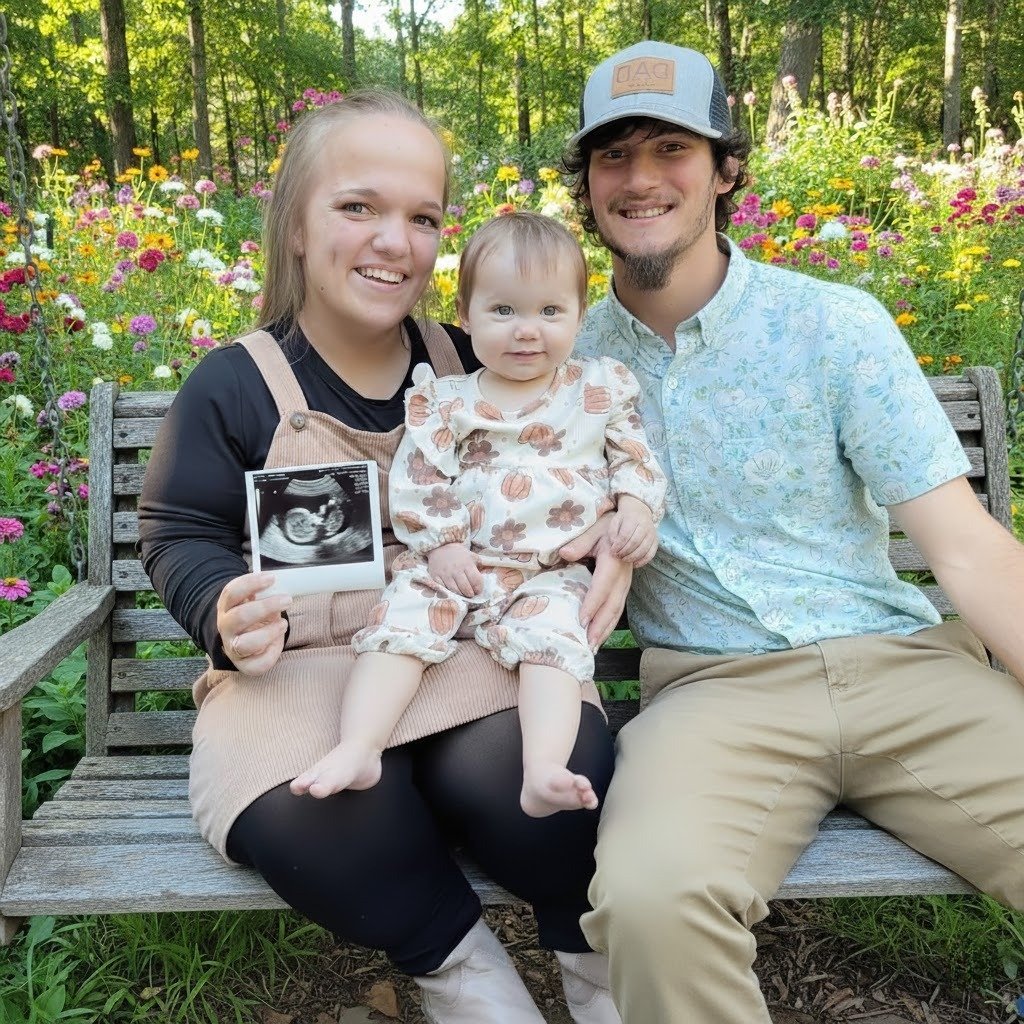 Liz Johnston, Brice Bolden and Leighton with ultrasound photo