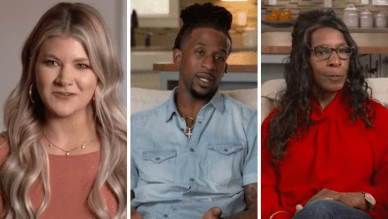 Abbey, Tre and Lorenda from I Love a Mama's Boy in a split-screen trio