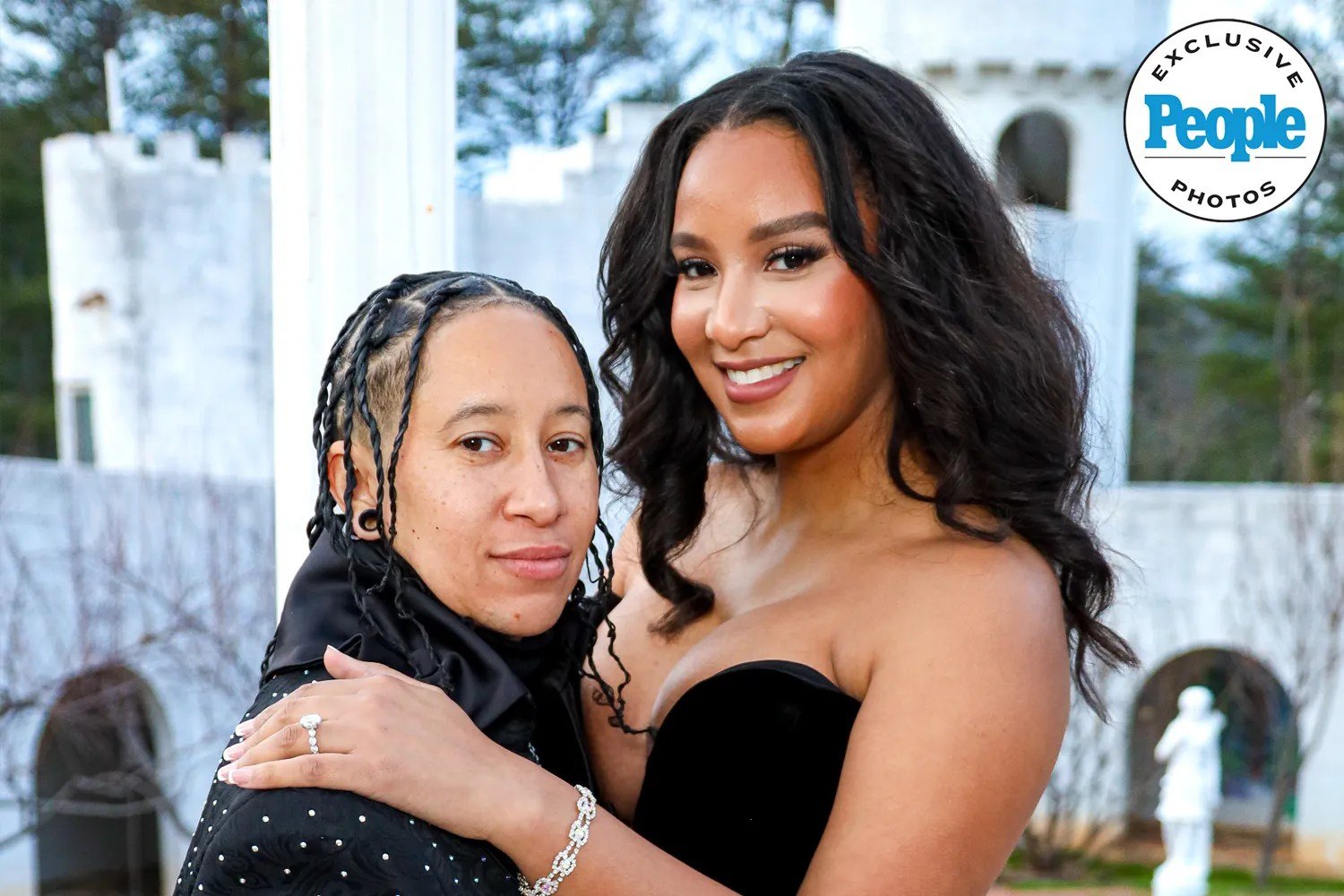 Chantel Everett and Ashley Bowen at their castle engagement