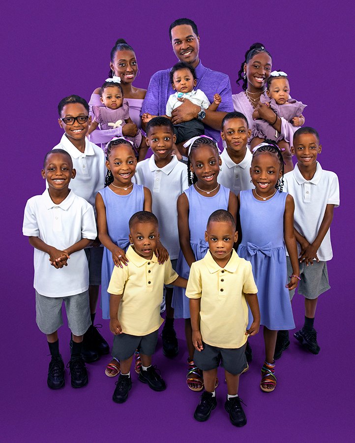 The Derrico family posing together in an early season photo