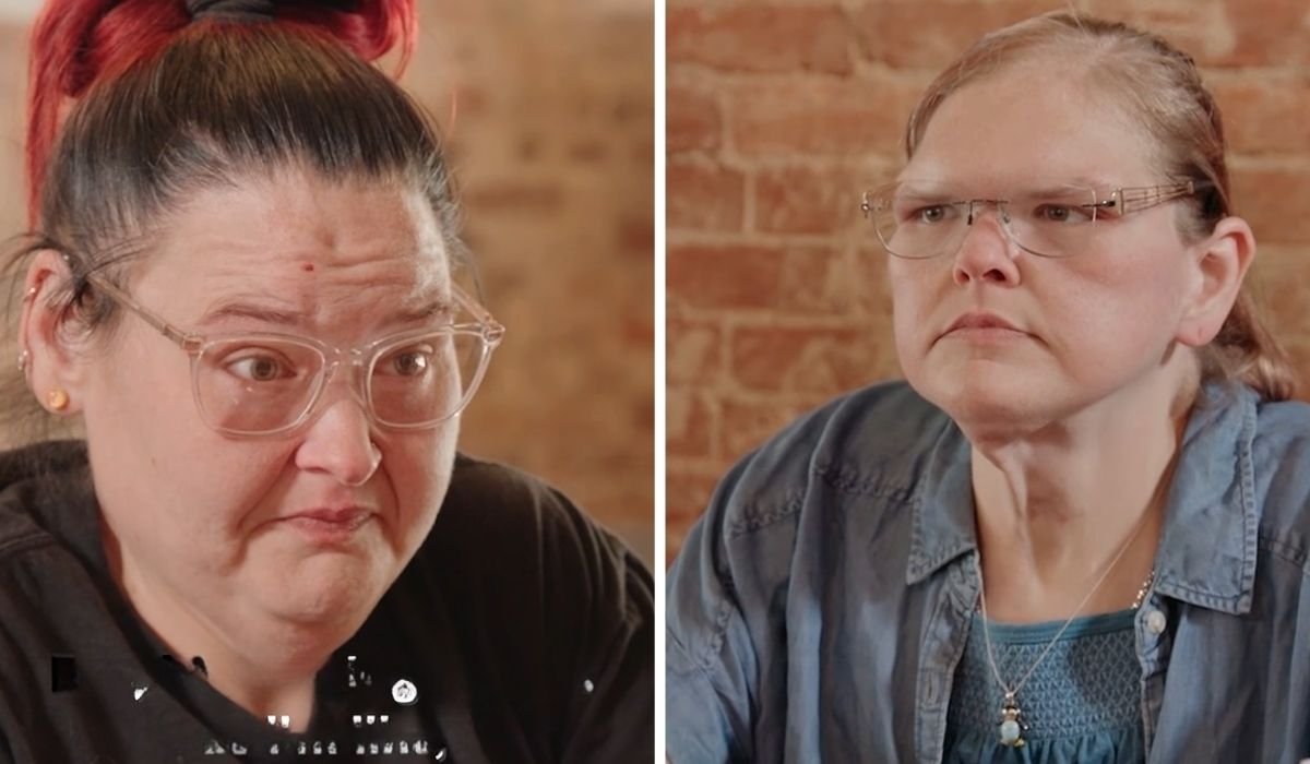 Amy Slaton and Tammy Slaton in a split-screen close-up in 1000-LB Sisters