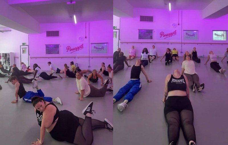 Whitney Way Thore teaching a dance class at Pineapple Dance Studios in London