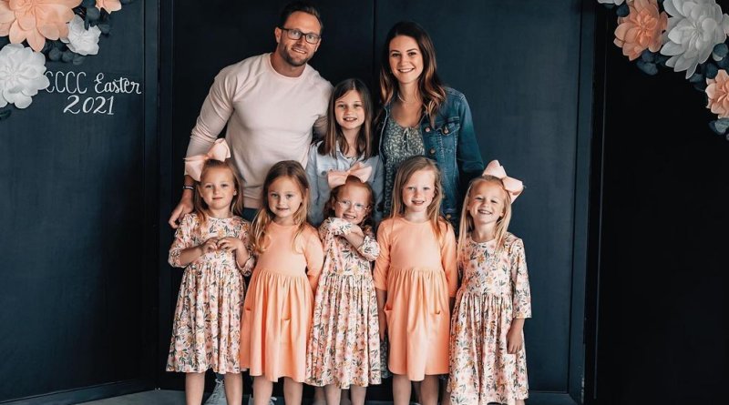 The Busby family posing together at Easter 2021