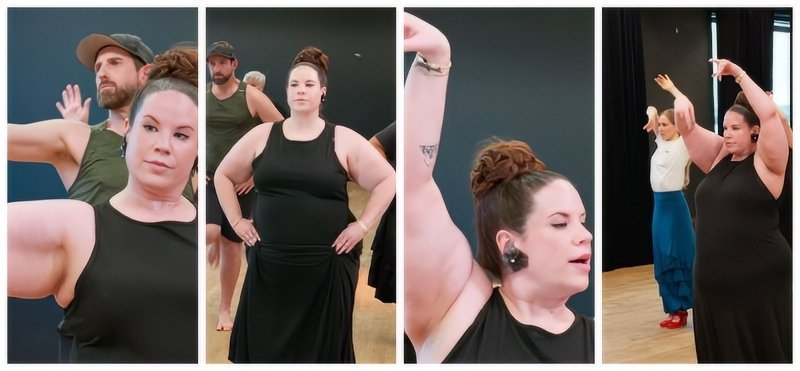 Whitney Way Thore dancing in a studio collage