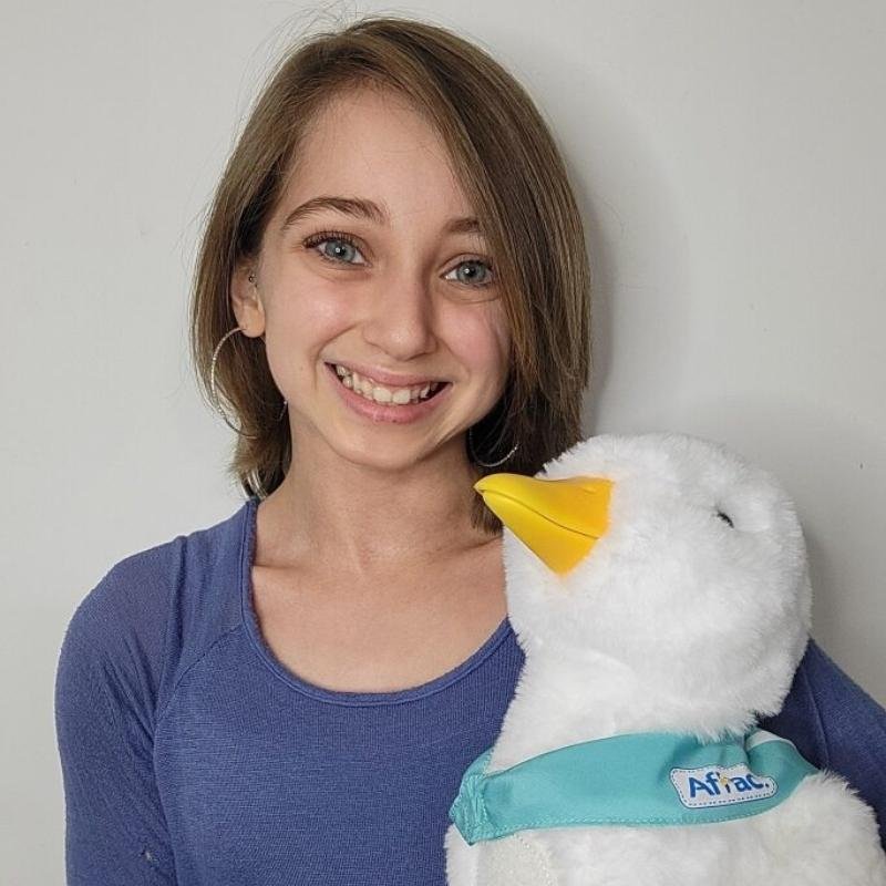 Shauna Rae holding her My Special Aflac Duck