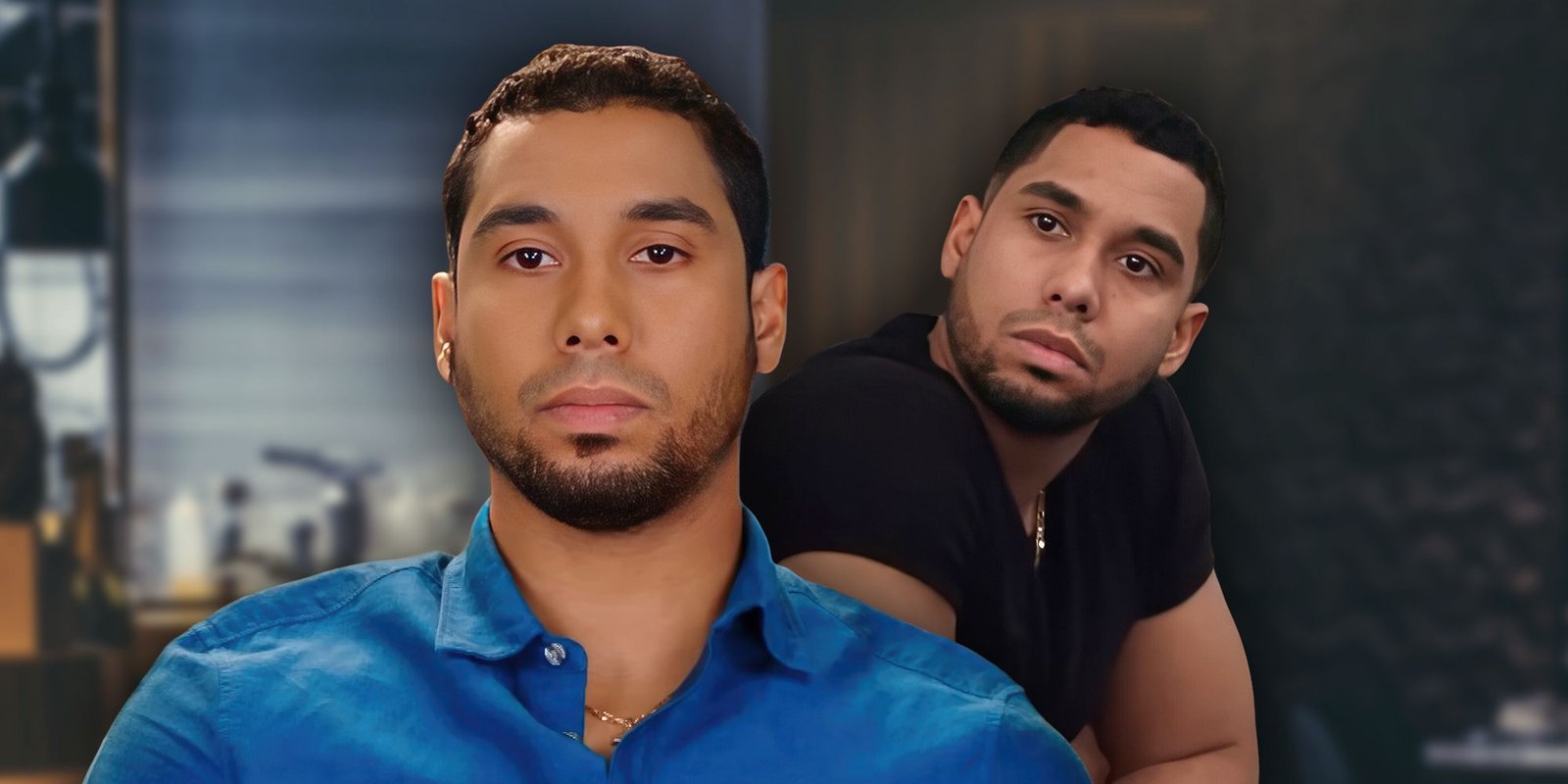 Pedro Jimeno in two serious close-up poses