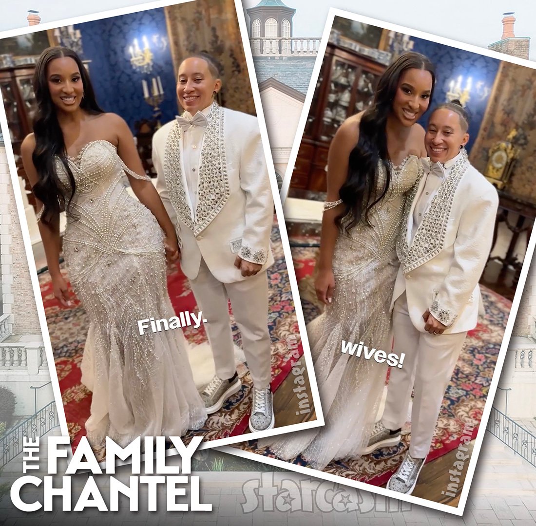 Chantel Everett and Ashley Bowen in their wedding outfits