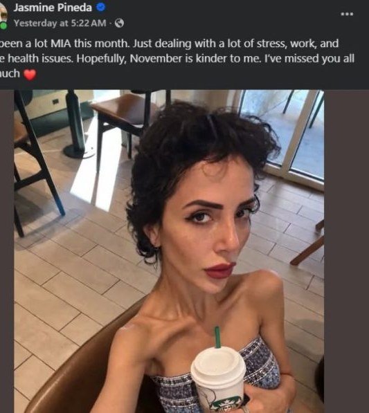 Close-up of Jasmine Pineda in her recent selfie