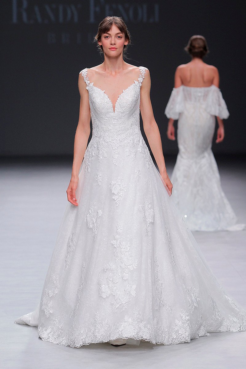 Randy Fenoli Bridal V-neck lace A-line gown on the runway